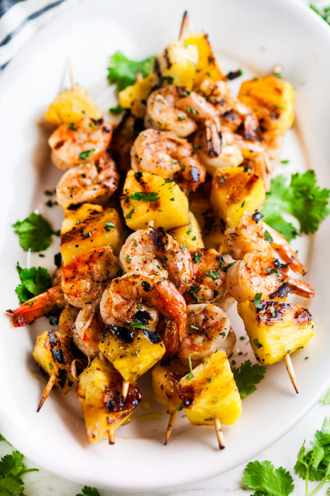 Sizzling Romance: Grilled Shrimp Skewers with Pineapple and Bell Peppers for a Seafood Feast