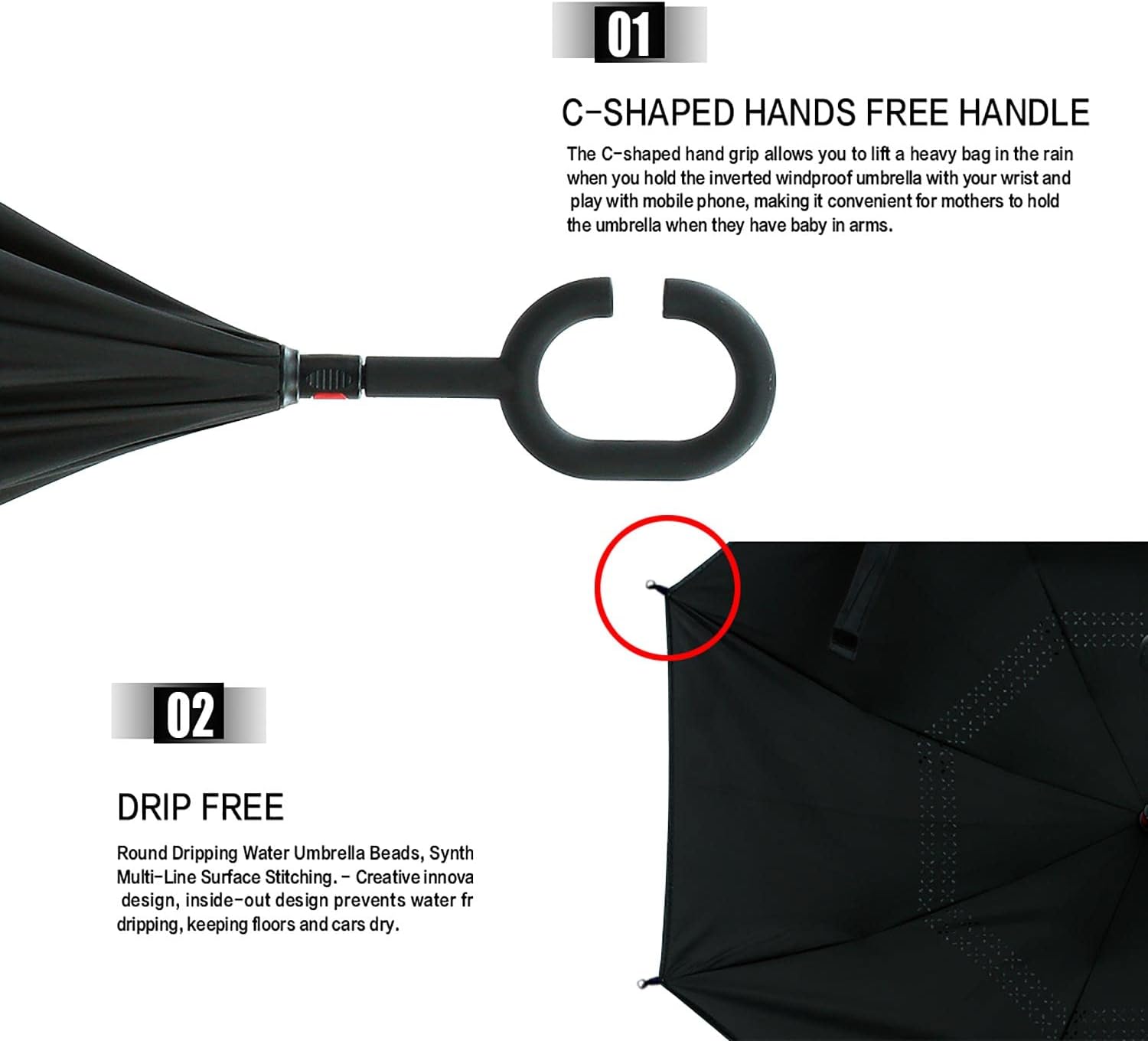 Windproof Double Layer Inverted Umbrella