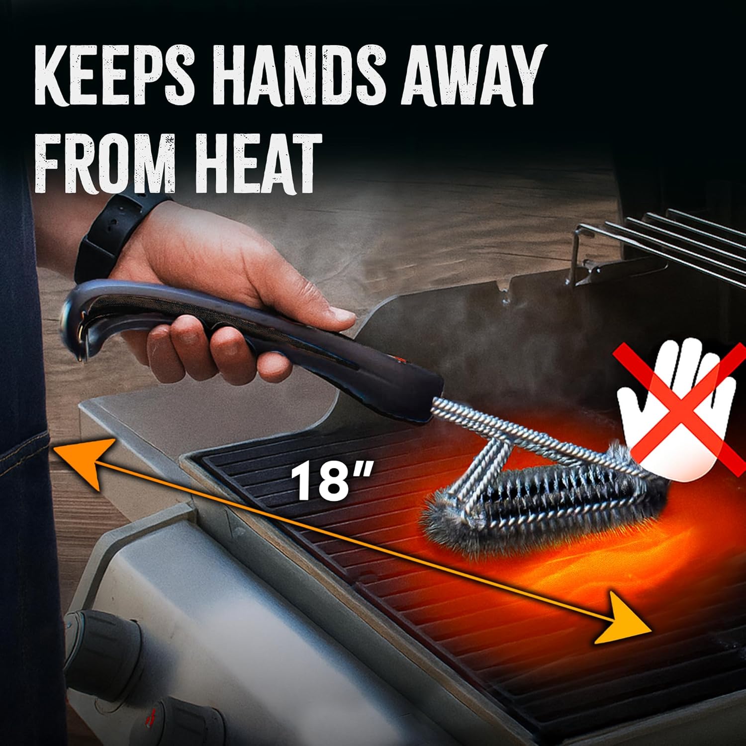 360 Clean Bristle Grill Brush with Black Handle