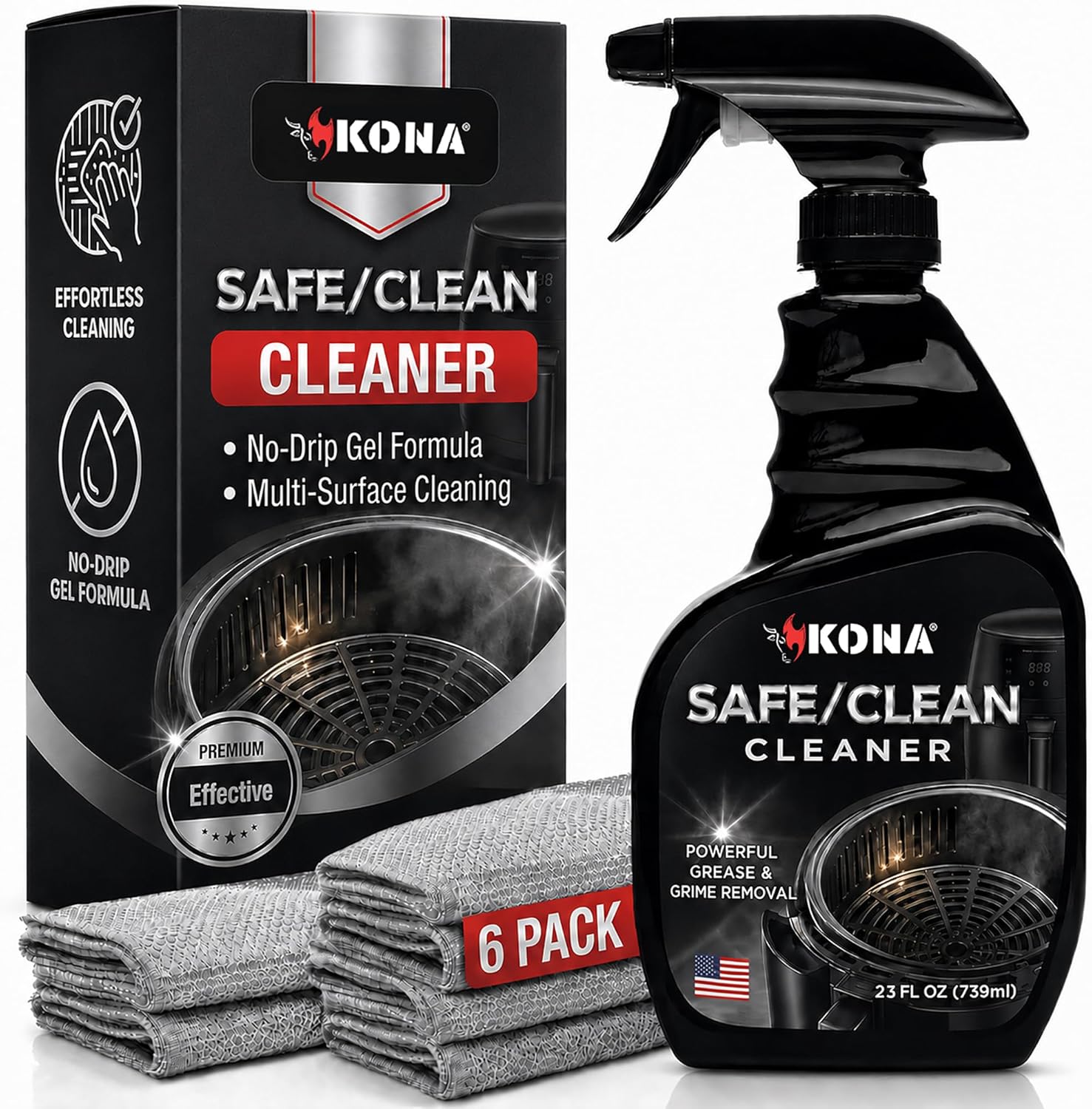 Kona Safe/Clean Air Fryer Cleaner and Degreaser Kit