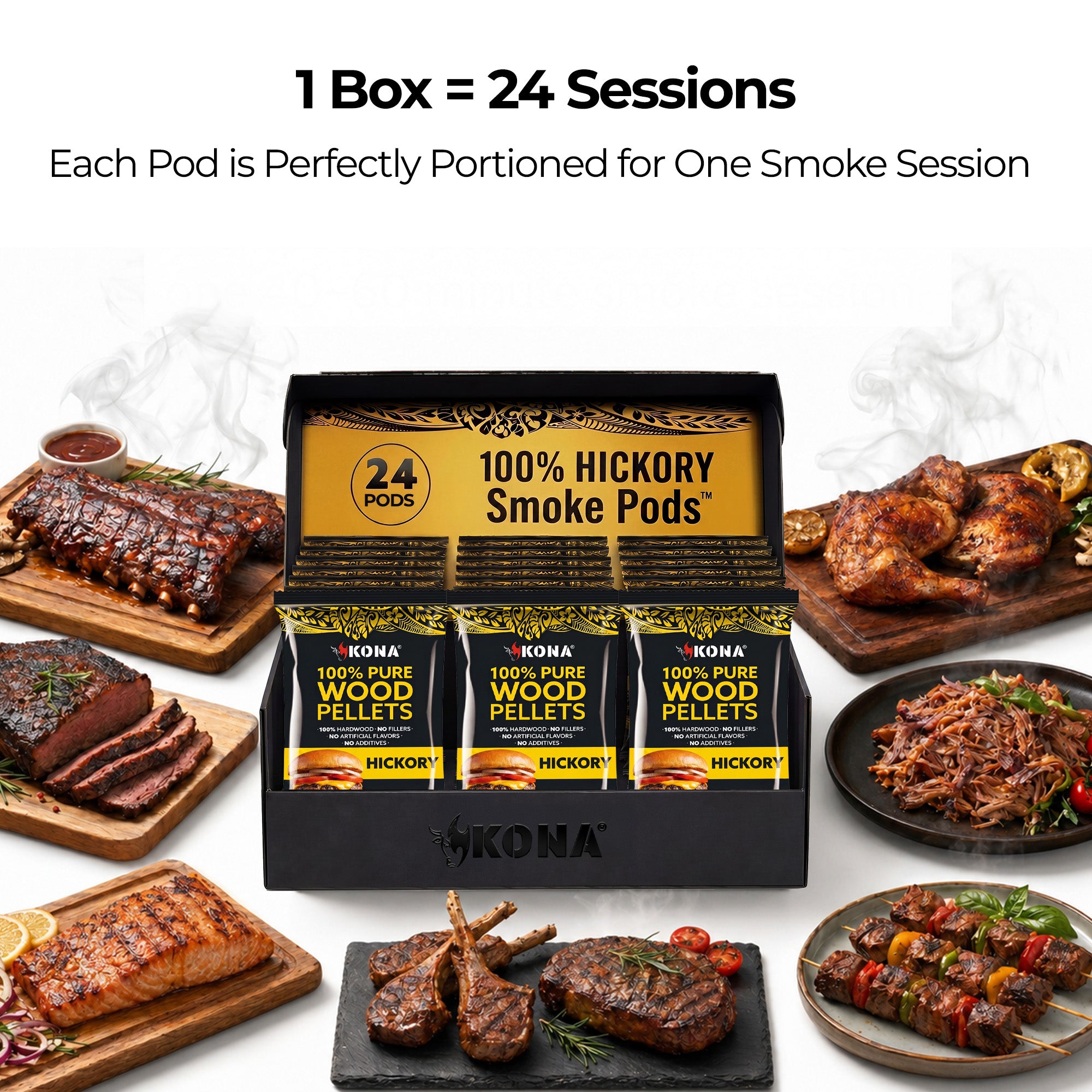 Kona Smoke Pods™ 100% Hickory (24-Pack) for Ninja Woodfire Grill