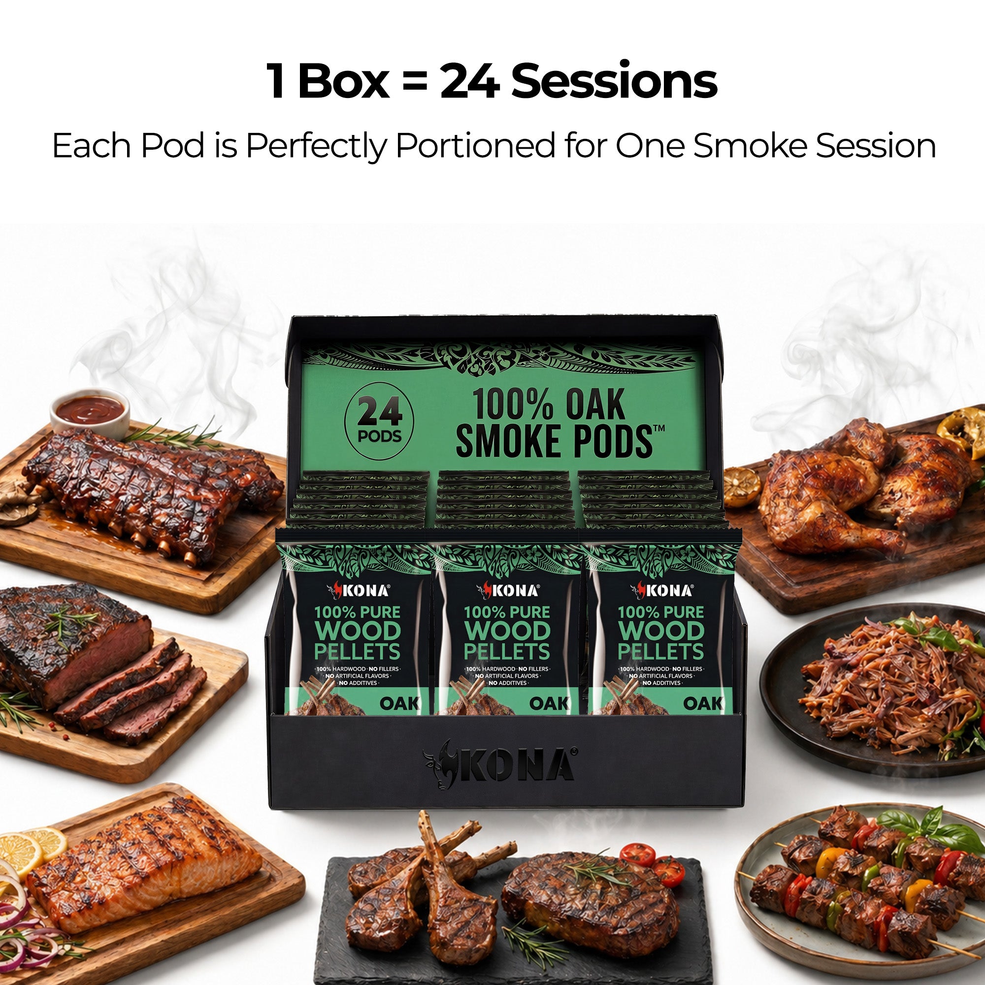 Kona Smoke Pods™ 100% Oak (24-Pack) for Ninja Woodfire Grill