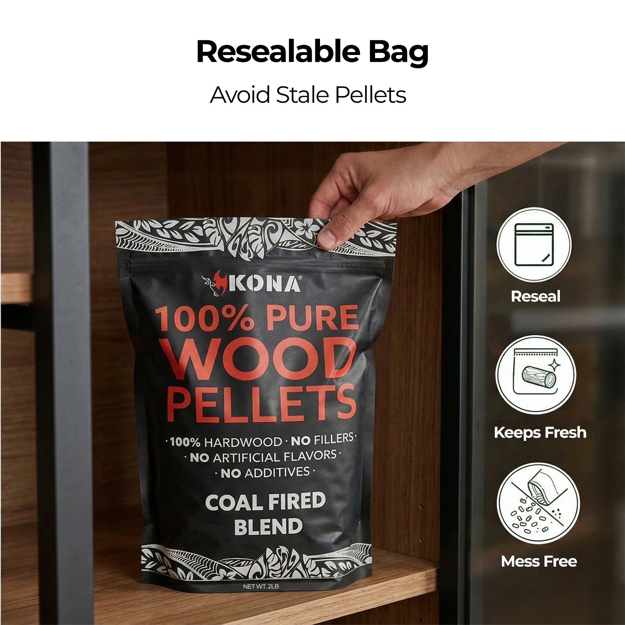 Kona Coal-Fired Wood Smoker Pellets for Ninja Woodfire & Smokers