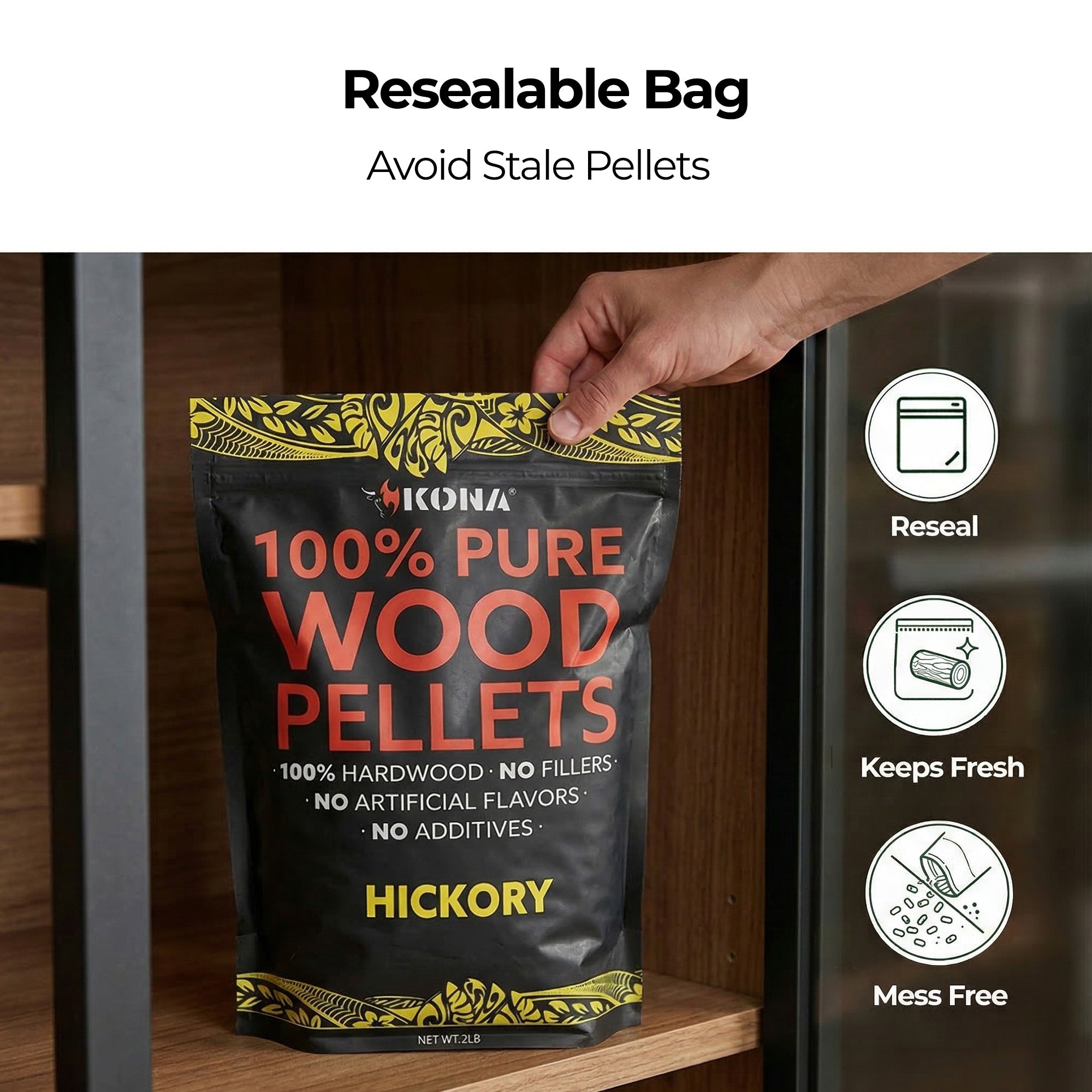 Kona 100% Hickory Wood Smoker Pellets for Ninja Woodfire & Smokers
