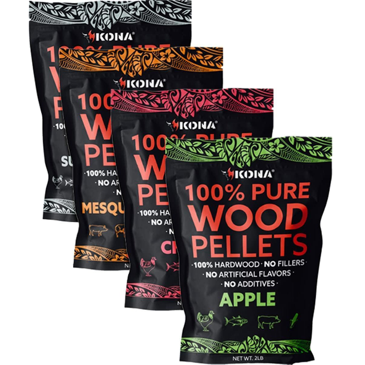 Variety Pack Wood Smoker Pellets - Sweet & Savory - 4 x 2 lb Bags