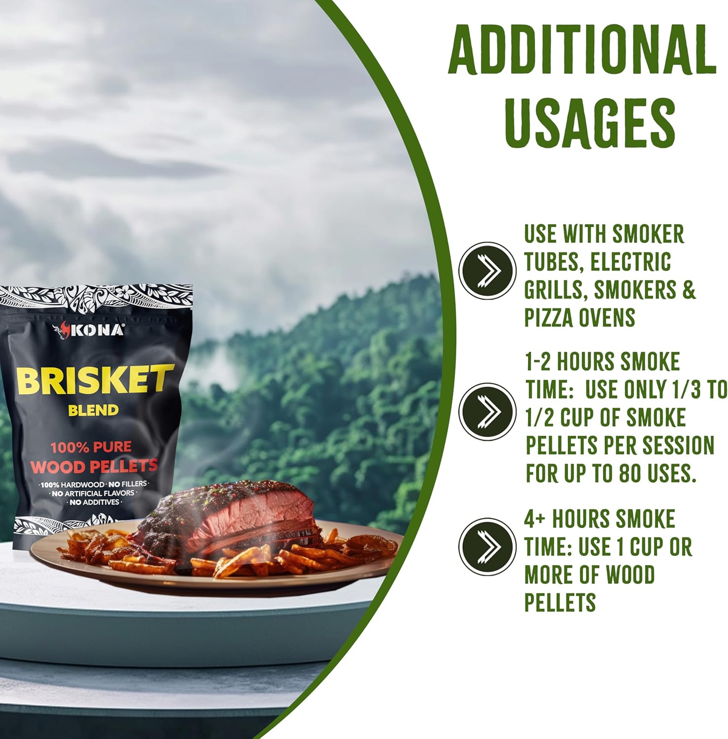 Kona Brisket Blend Wood Smoker Pellets for Ninja Woodfire Grill