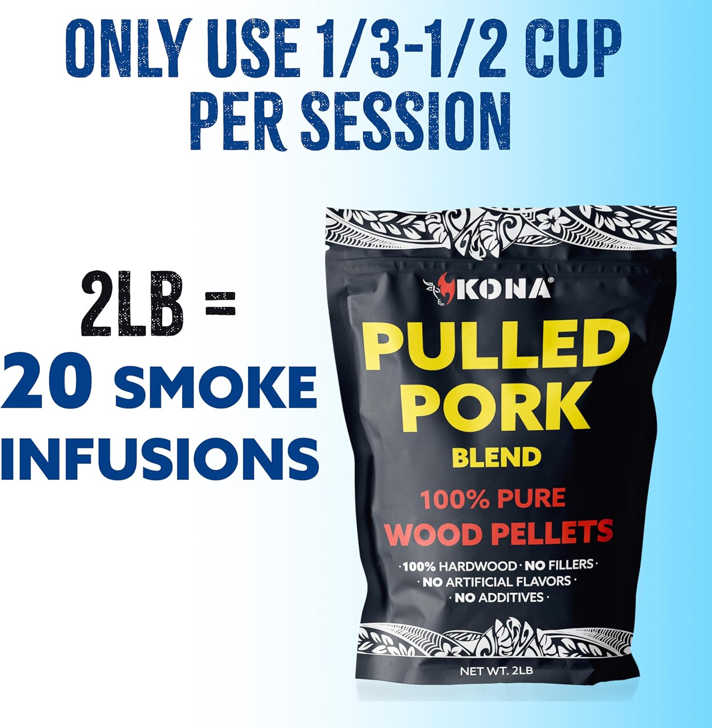 Kona Pulled Pork Blend Wood Smoker Pellets for Ninja Woodfire Grill