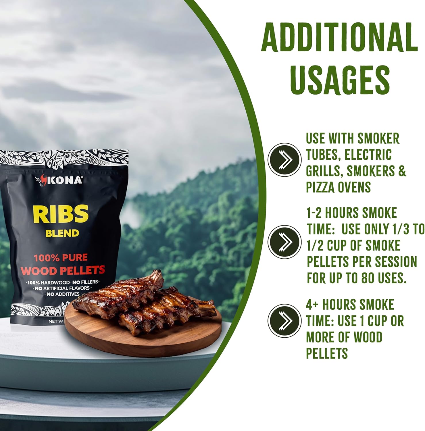 Kona Ribs Blend Wood Smoker Pellets for Ninja Woodfire Grill