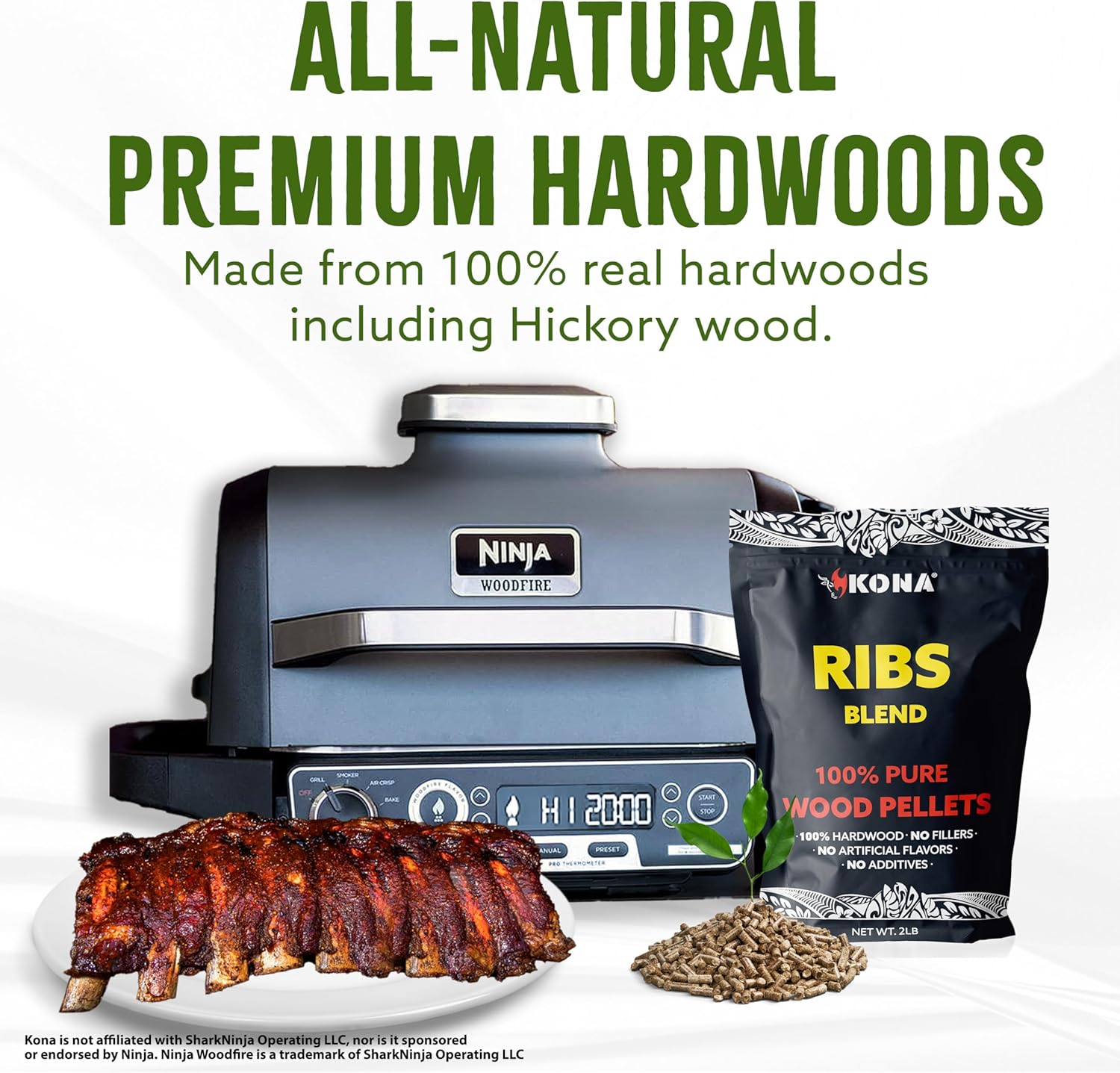 Kona Ribs Blend Wood Smoker Pellets for Ninja Woodfire Grill