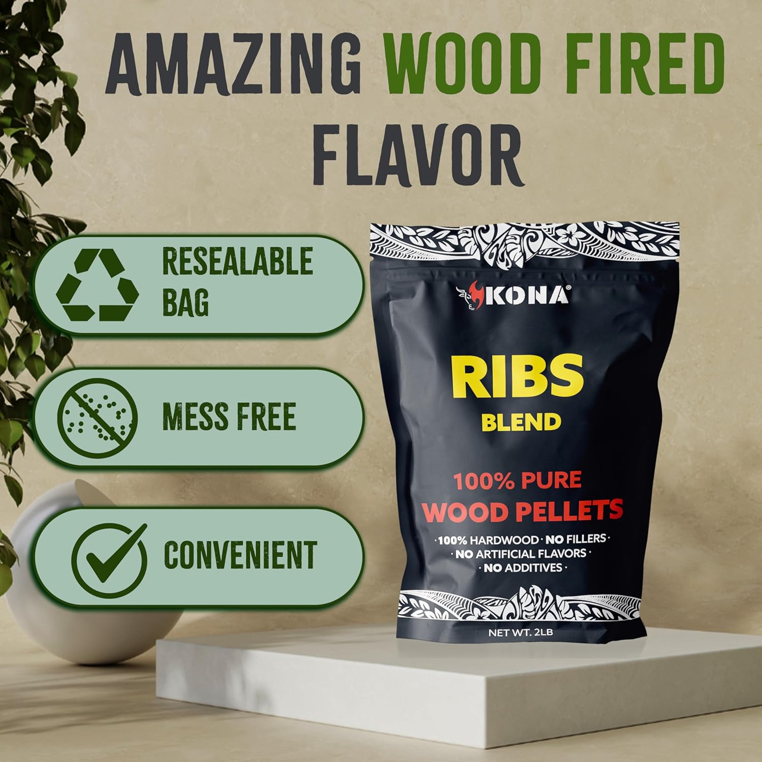 Kona Ribs Blend Wood Smoker Pellets for Ninja Woodfire Grill