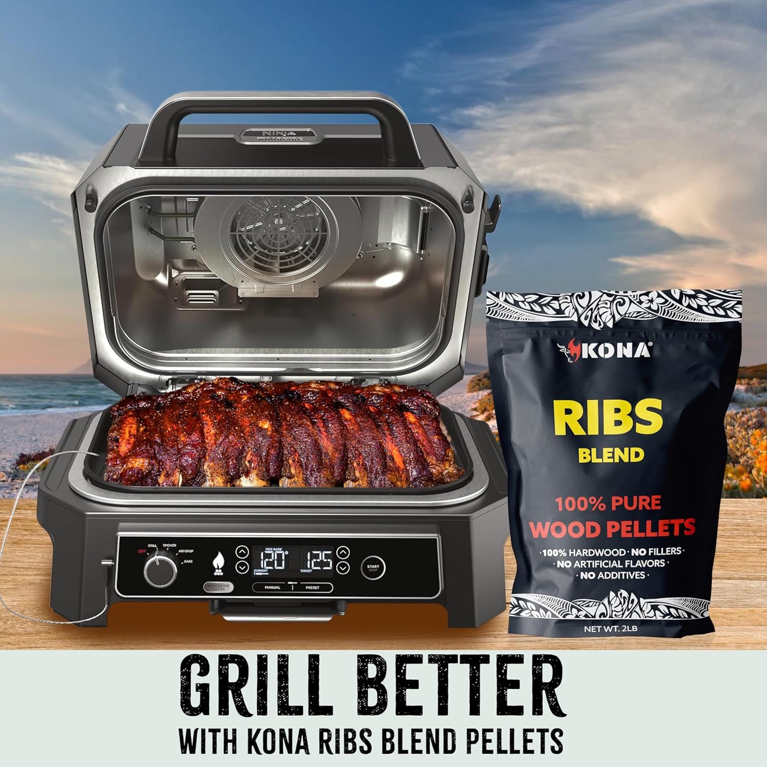 Kona Ribs Blend Wood Smoker Pellets for Ninja Woodfire Grill