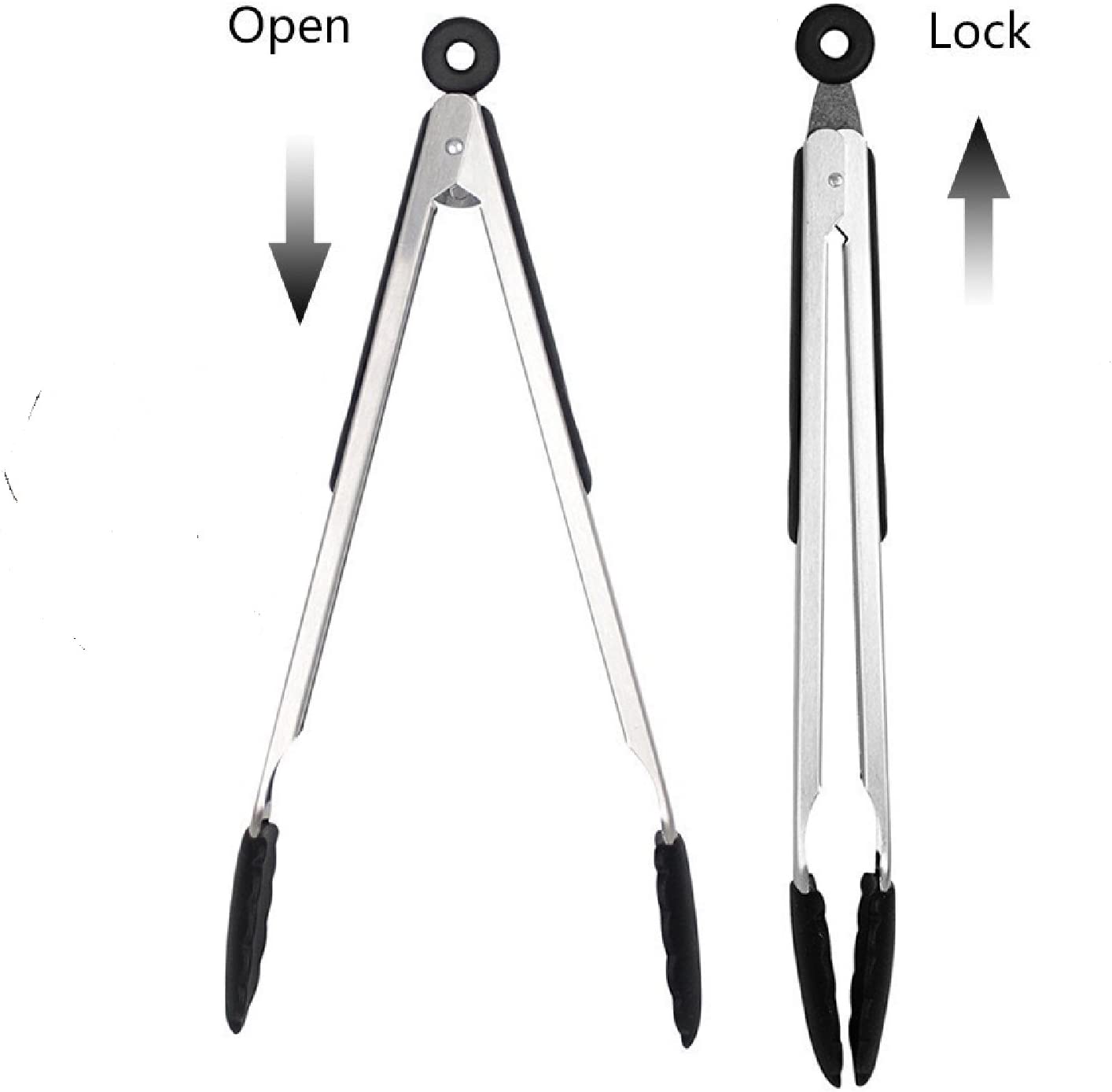 Silicone Tip Grill Tongs Set - 17" & 15"