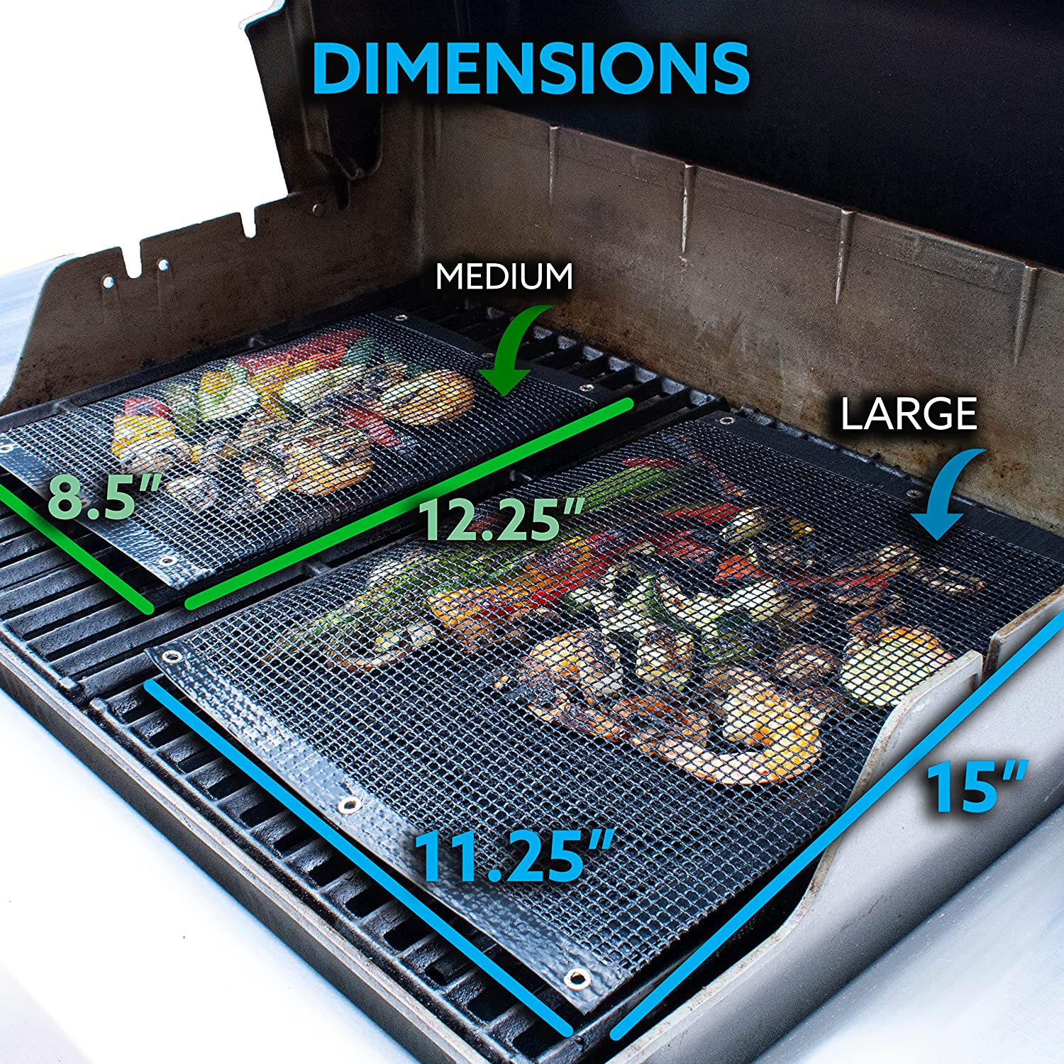 Mesh Easy Close Grill Bags (1 Large + 1 Medium)
