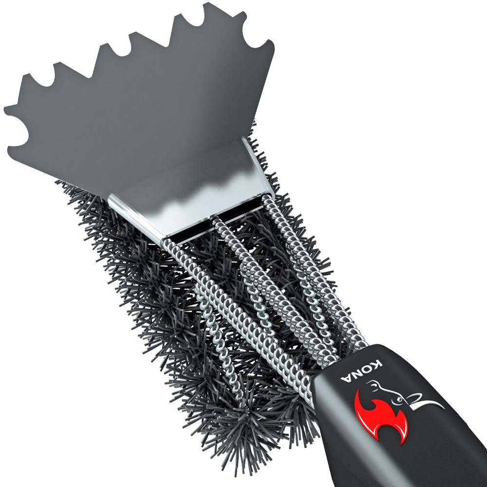 Safe/Clean Ceramic Nylon Bristle Grill Brush with Scraper