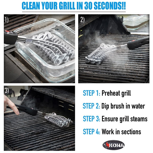 Safe/Clean Bristle-Free Grill Brush WITH Speed/Scrape Scraper - 18" Stainless Steel