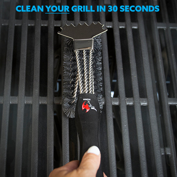 Safe/Clean Ceramic Nylon Bristle Grill Brush with Scraper