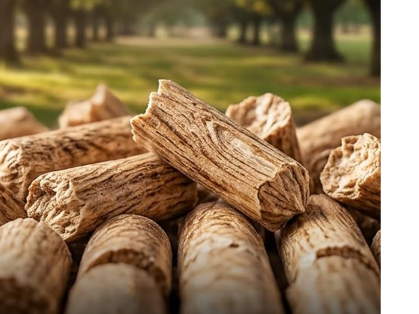 Close-up of Kona 100% hardwood wood pellets