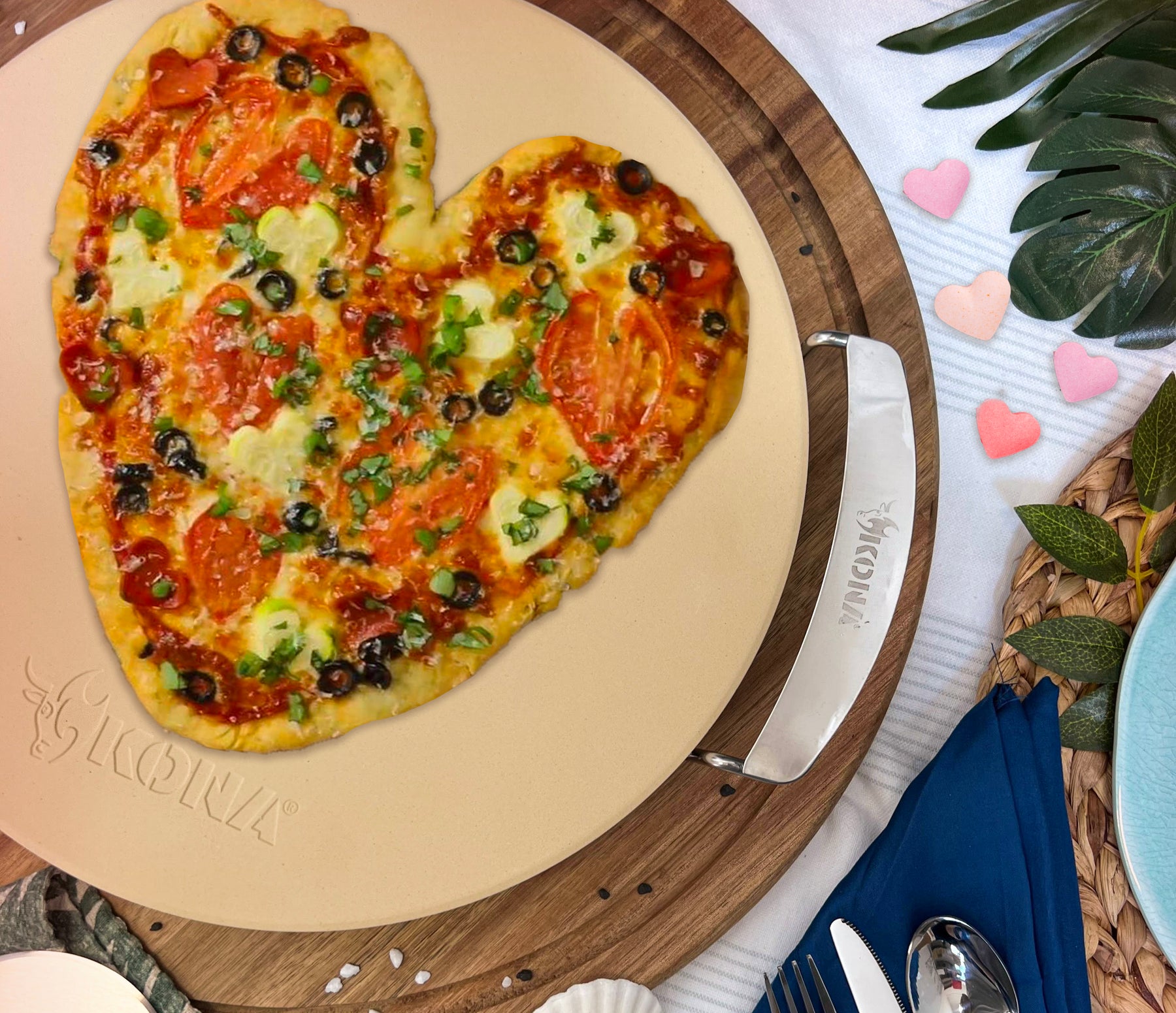 Heart-Shaped Pizza on the Grill for a Romantic Valentine's Day Dinner