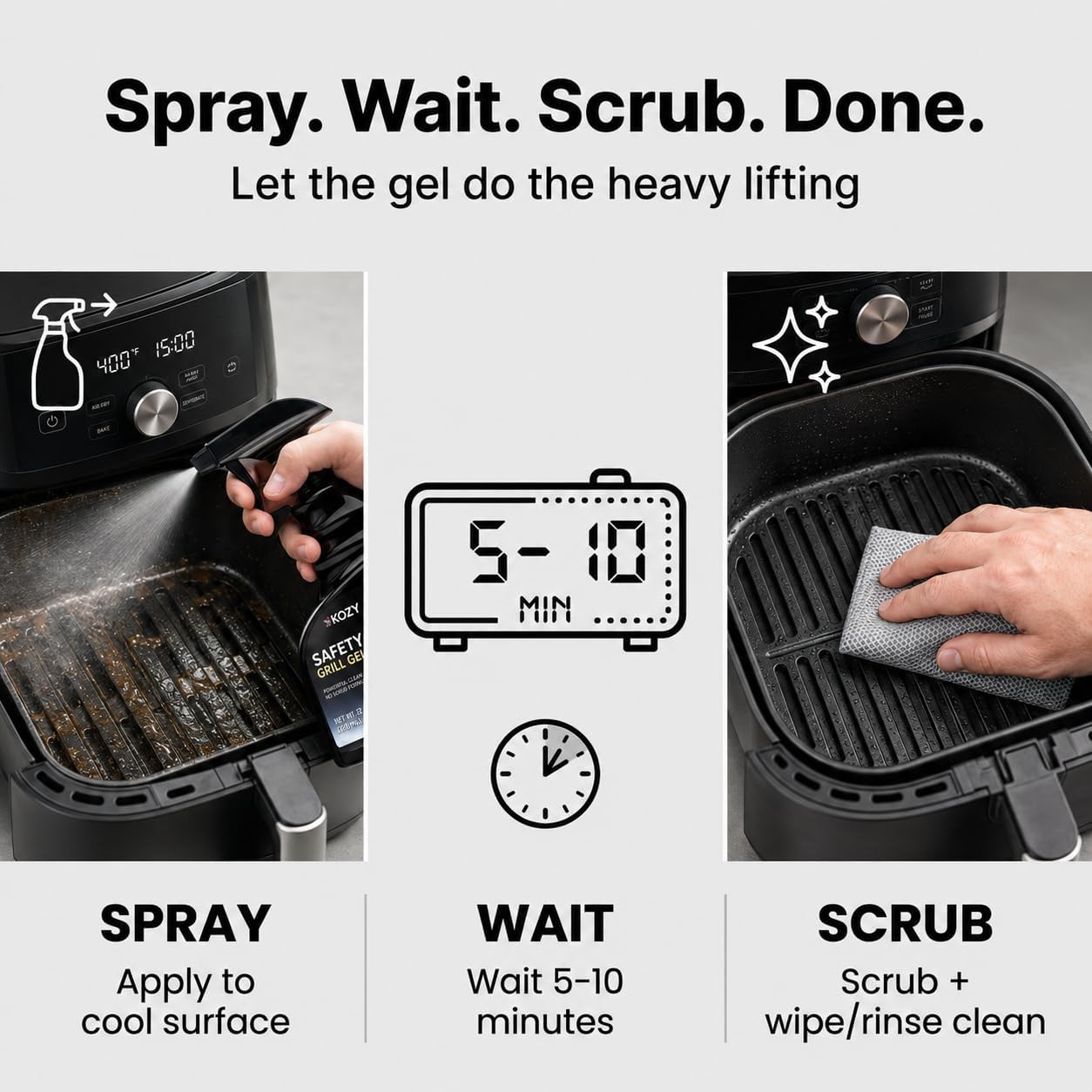 Kona Safe/Clean Air Fryer Cleaner and Degreaser Kit