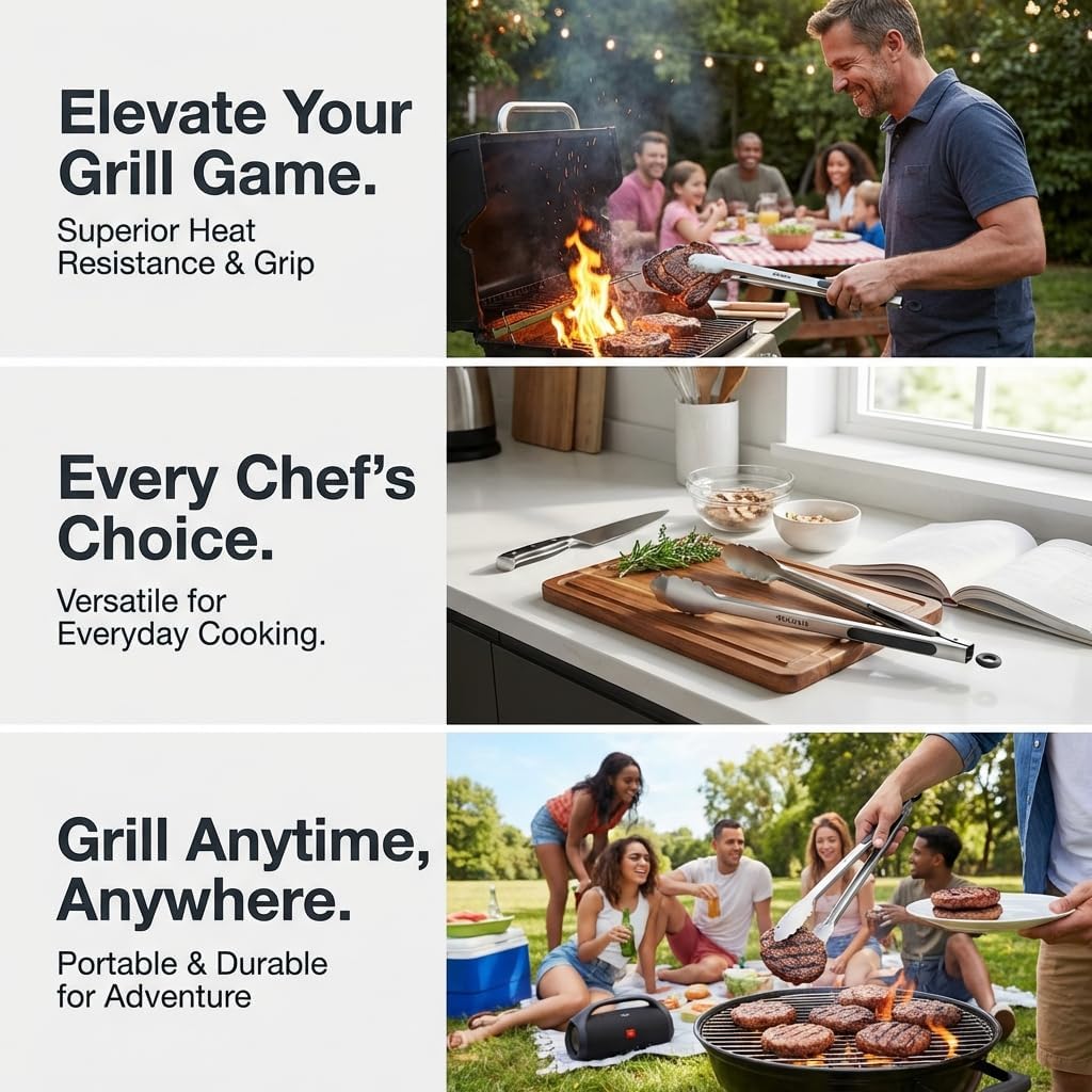 Stainless Steel Locking Grill Tongs - 18"