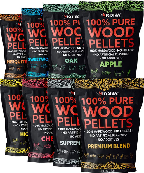 Variety Pack Wood Smoker Pellets - 8 x 1 lb Bags