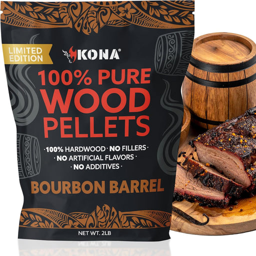 Kona Bourbon Barrel Wood Pellets – Limited Edition for Ninja Woodfire Grill, Outdoor Oven & Smoker – Resealable Bag