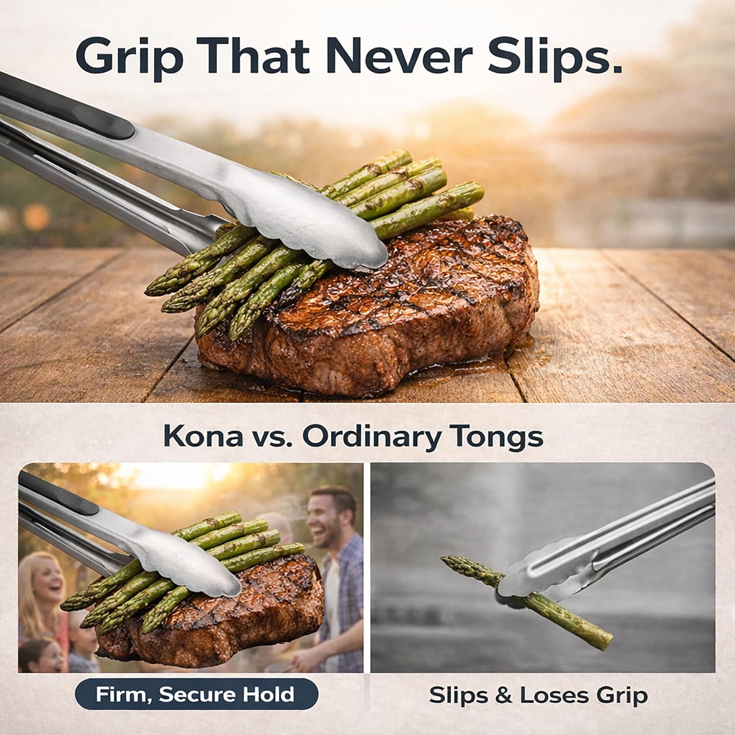 Stainless Steel Locking Grill Tongs - 18"