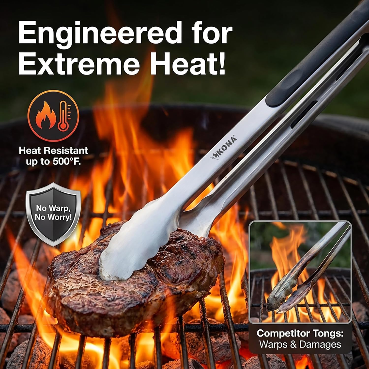 Stainless Steel Locking Grill Tongs - 18"