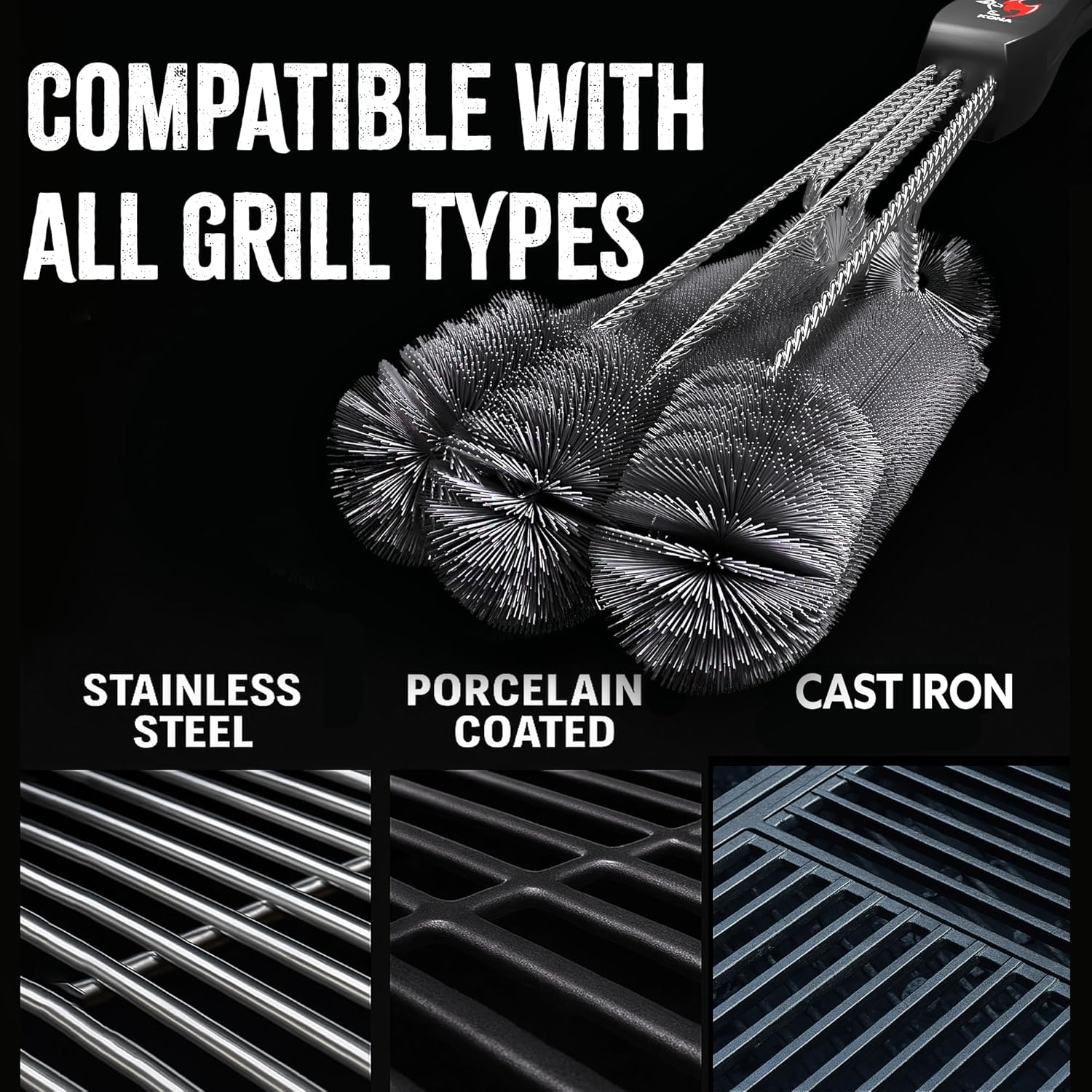 360 Clean Bristle Grill Brush with Black Handle