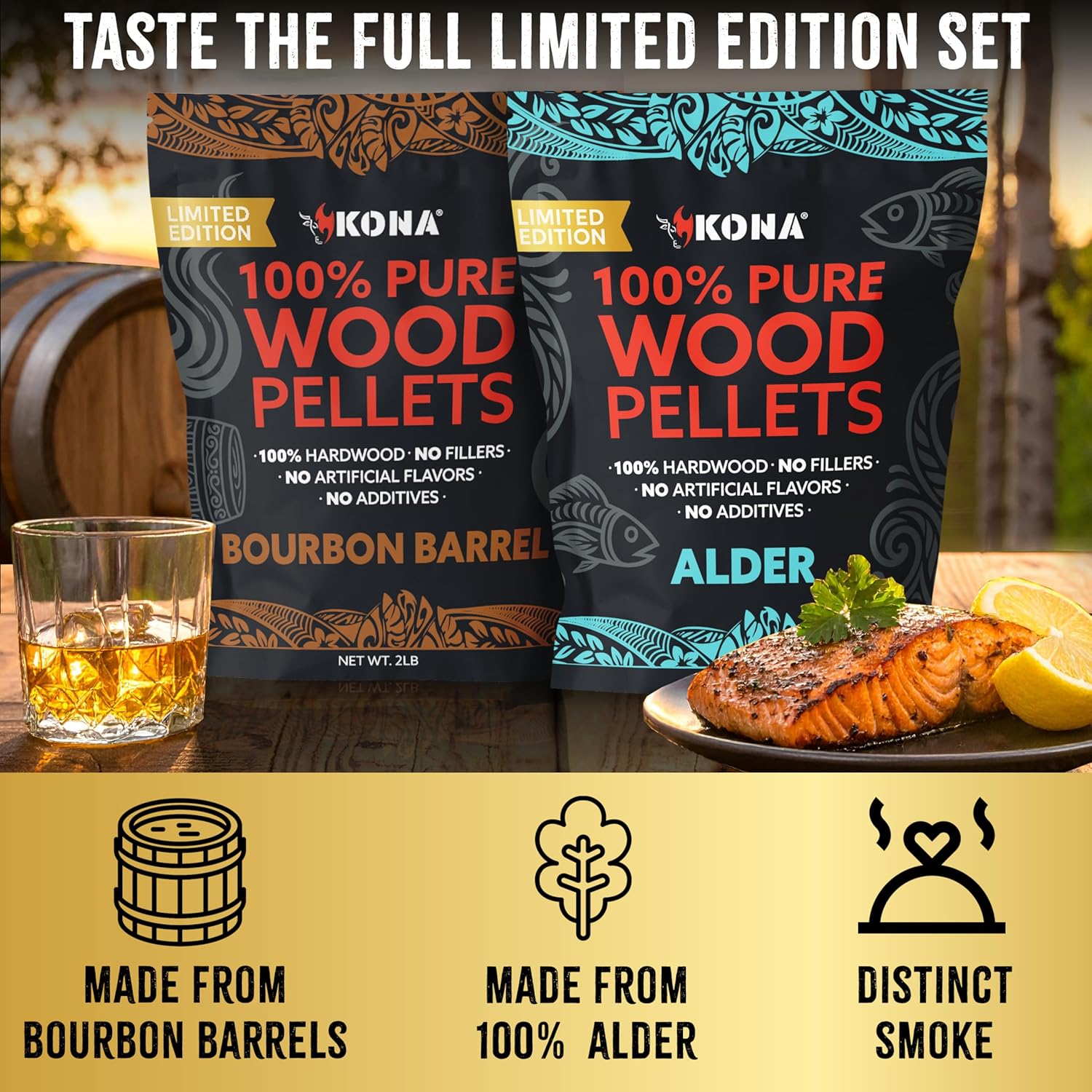 Kona Bourbon Barrel Wood Smoker Pellets for Ninja Woodfire & Smokers