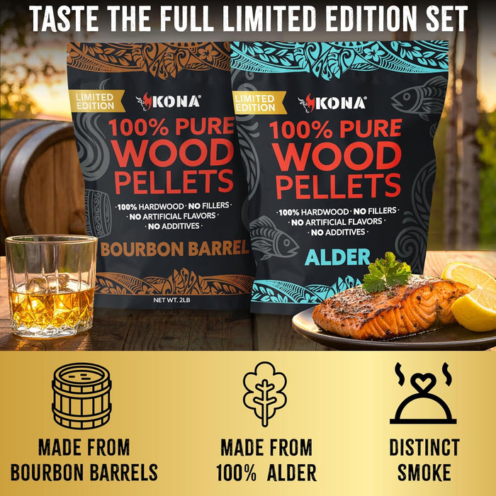 Kona Bourbon Barrel Wood Pellets – Limited Edition for Ninja Woodfire Grill, Outdoor Oven & Smoker – Resealable Bag