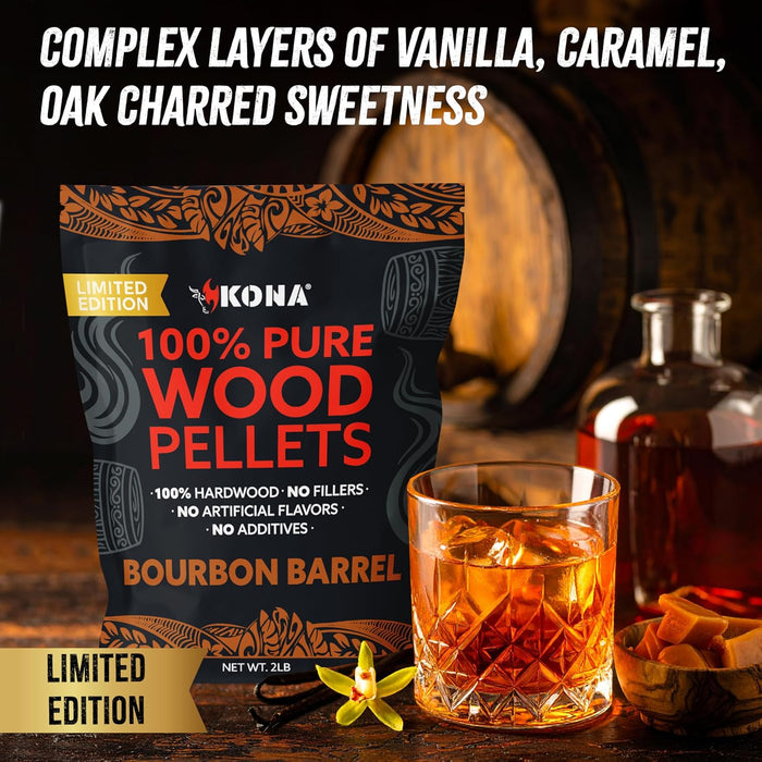 Kona Bourbon Barrel Wood Pellets – Limited Edition for Ninja Woodfire Grill, Outdoor Oven & Smoker – Resealable Bag