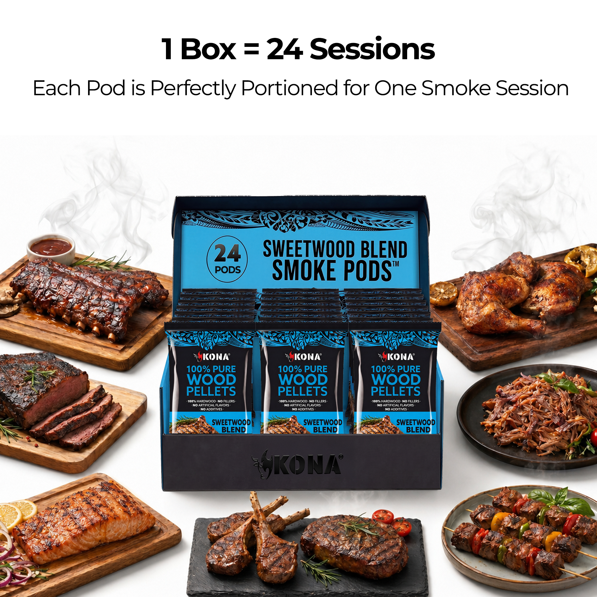 Kona Smoke Pods™ Sweetwood Blend (24-Pack) for Ninja Woodfire Grill