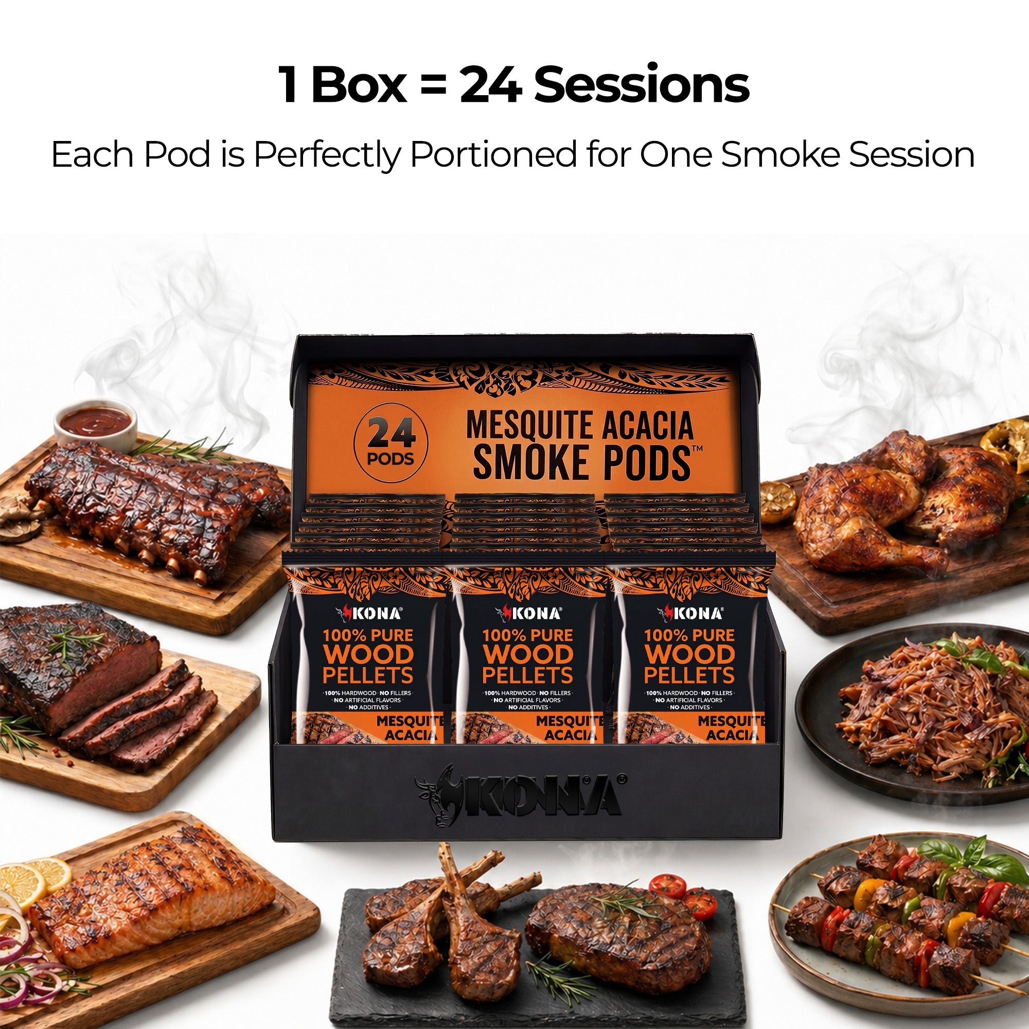 Kona Smoke Pods™ Mesquite Acacia (24-Pack) for Ninja Woodfire Grill