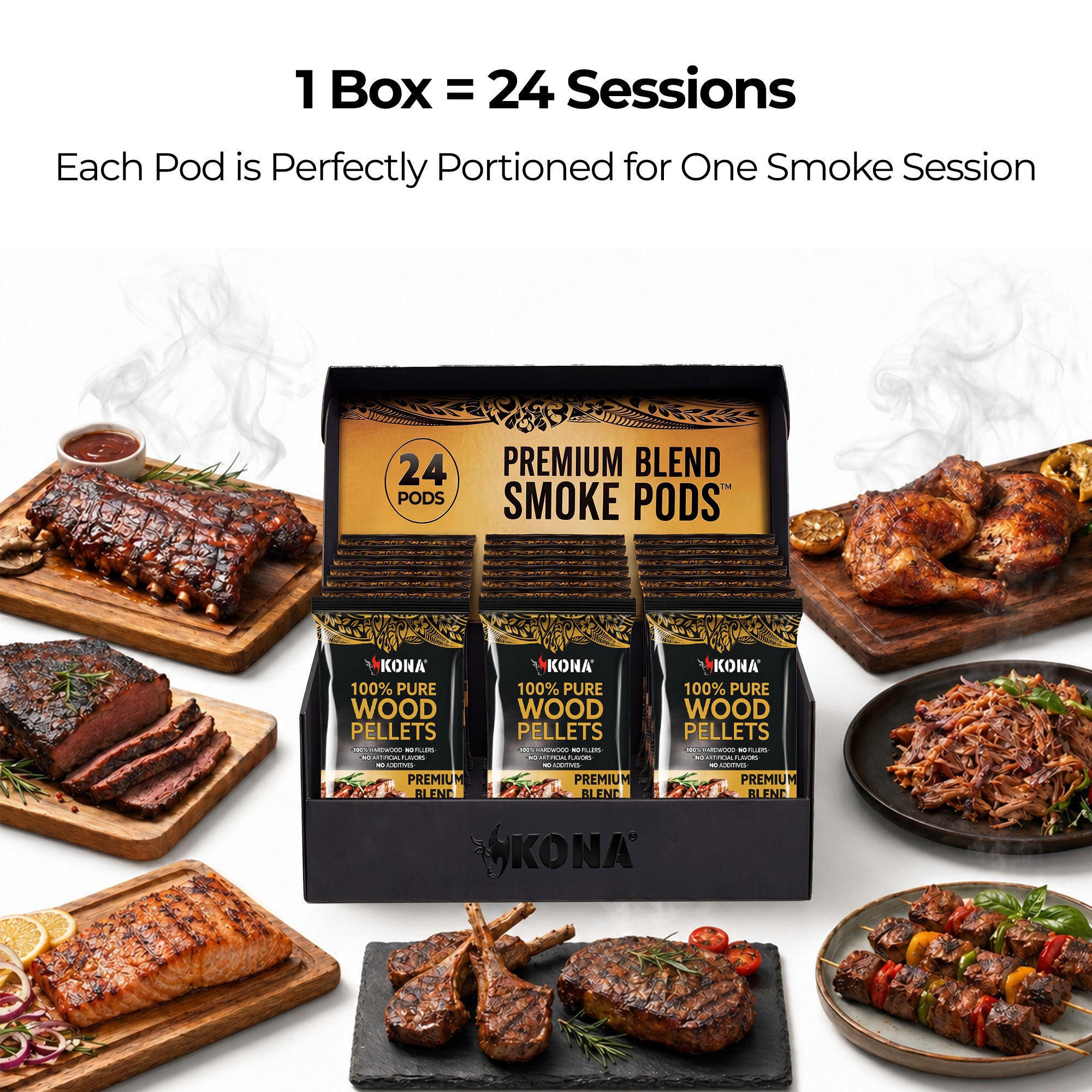 Kona Smoke Pods™ Premium Blend (24-Pack) for Ninja Woodfire Grill