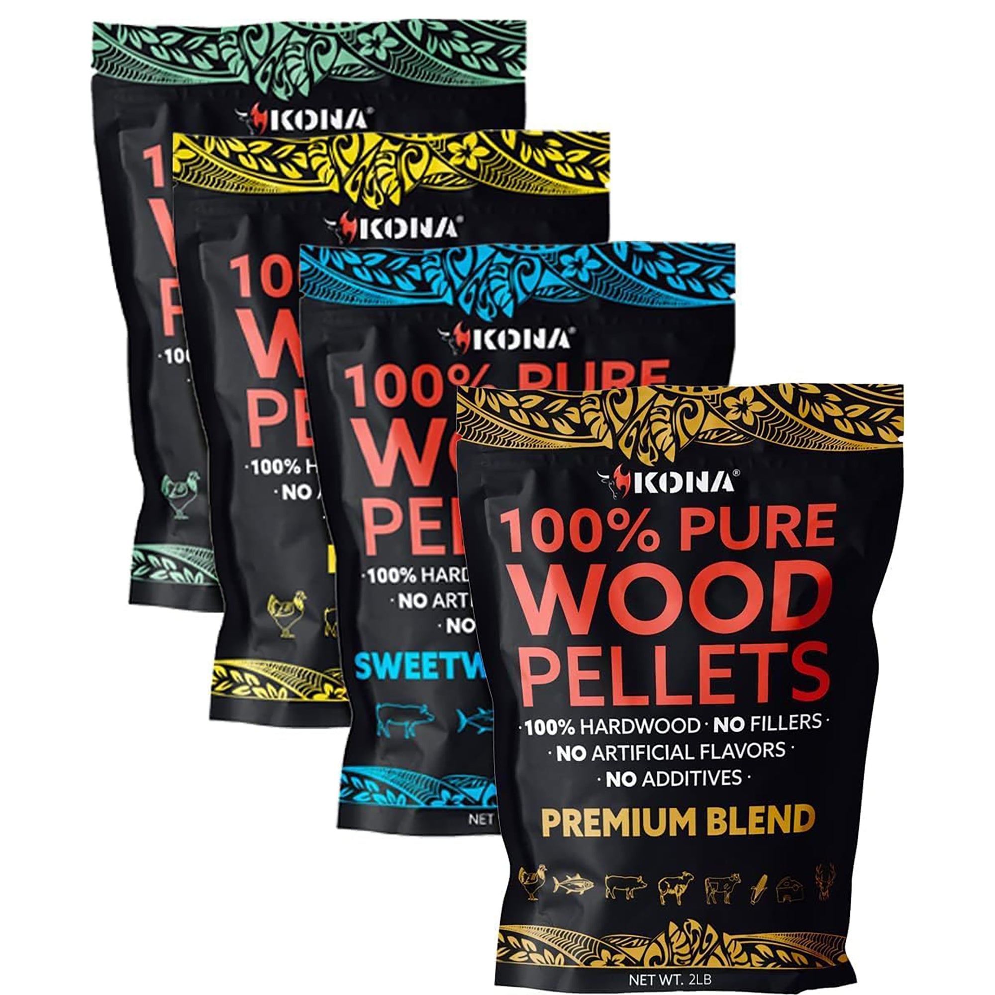 Variety Pack Wood Smoker Pellets - All-Purpose - 4 x 2 lb Bags