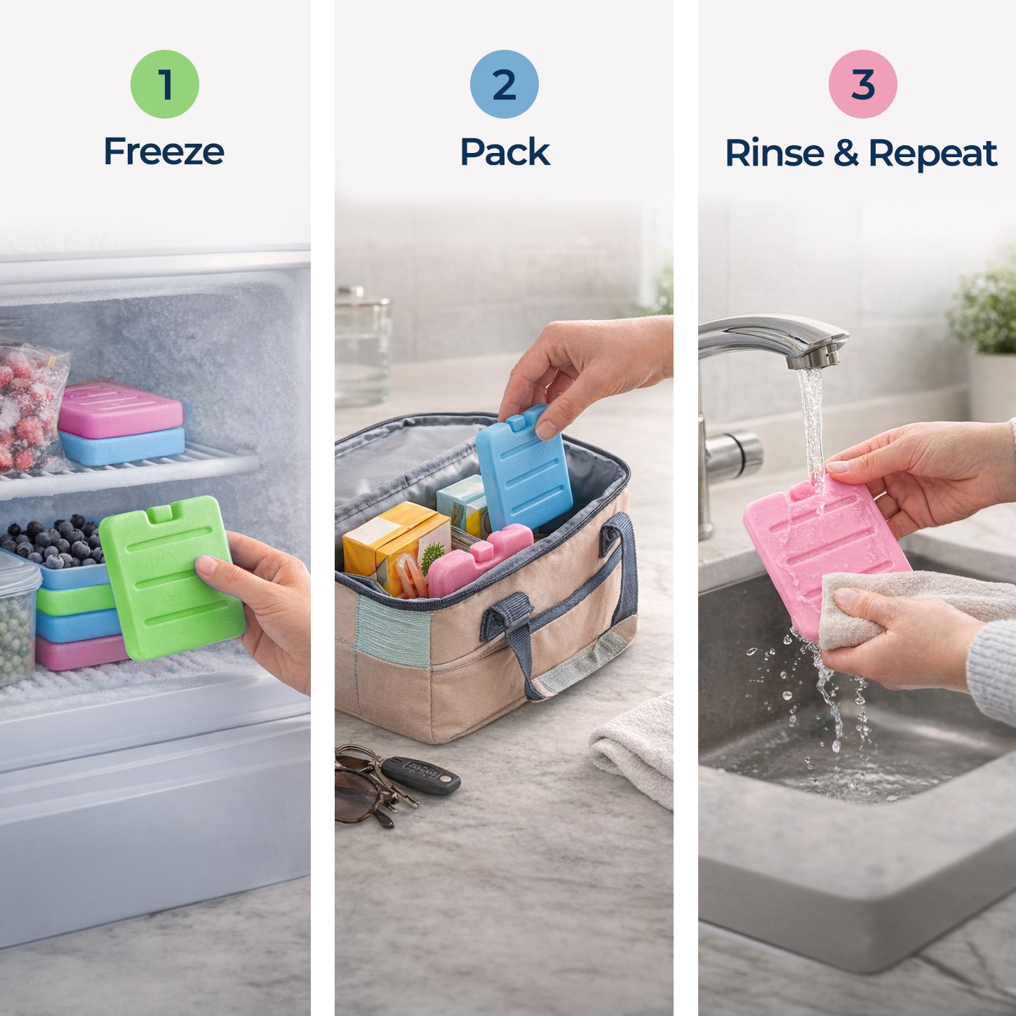 Small Ice Packs - TSA Compliant (Set of 6)