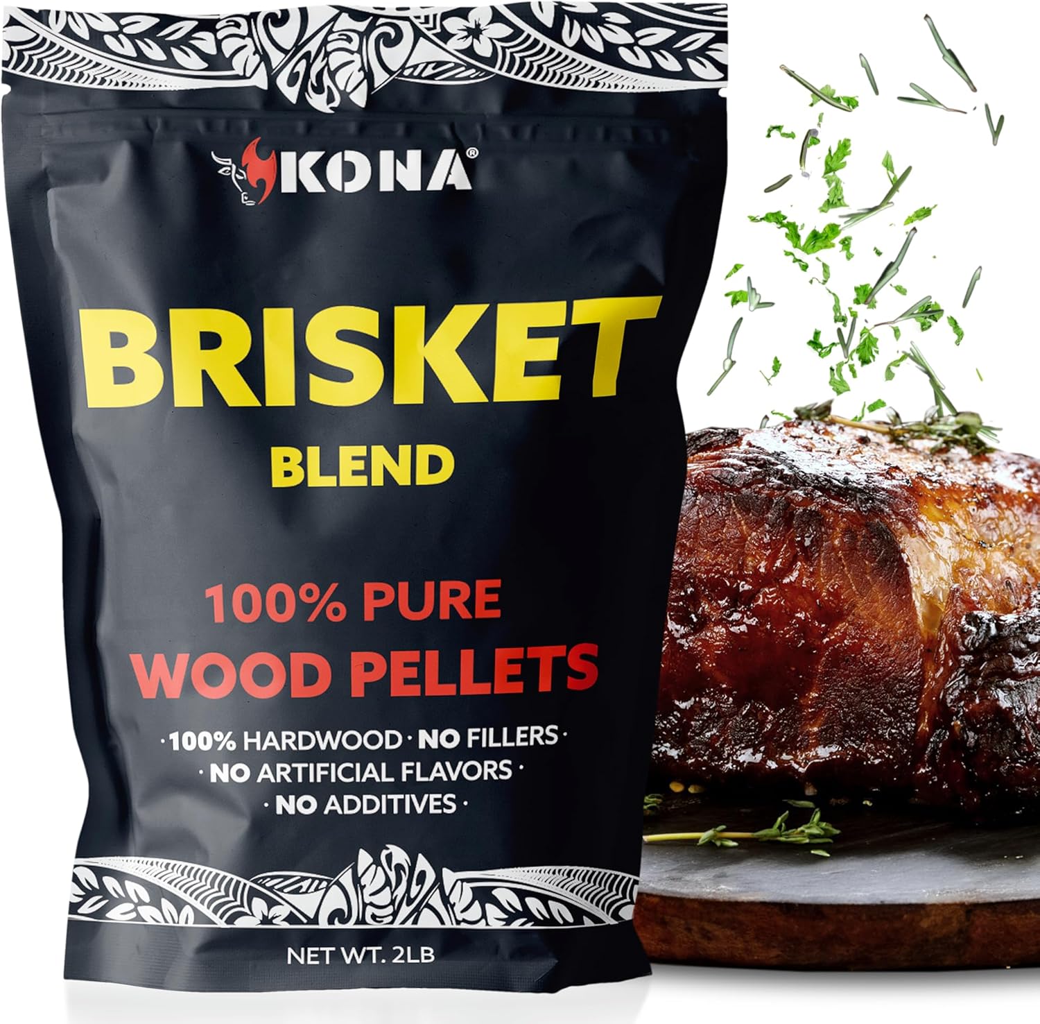 Kona Brisket Blend Smoker Pellets, Intended for Ninja Woodfire Outdoor Grill, 2 lb Resealable Bag