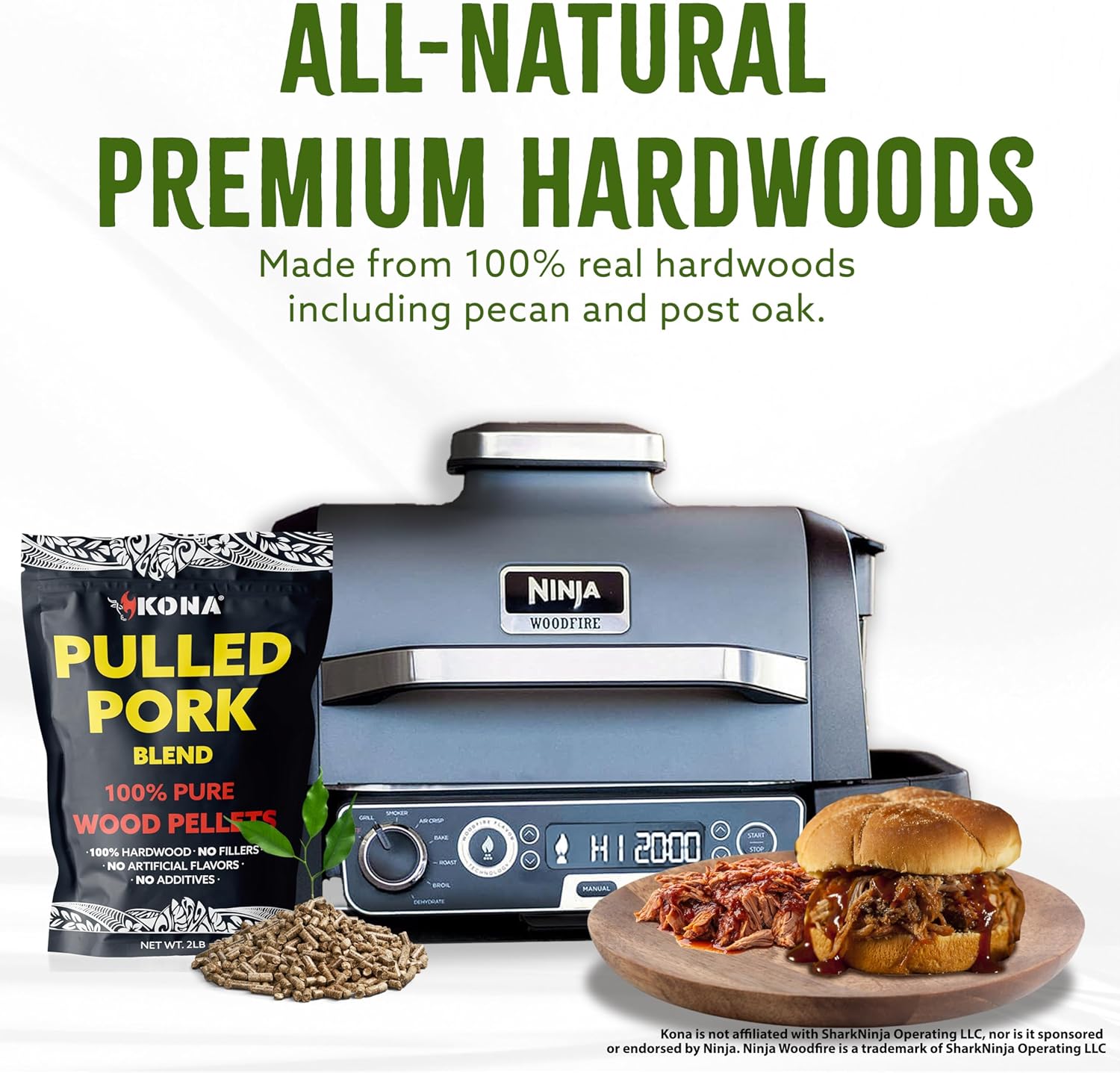 Kona Pulled Pork Blend Wood Smoker Pellets for Ninja Woodfire Grill