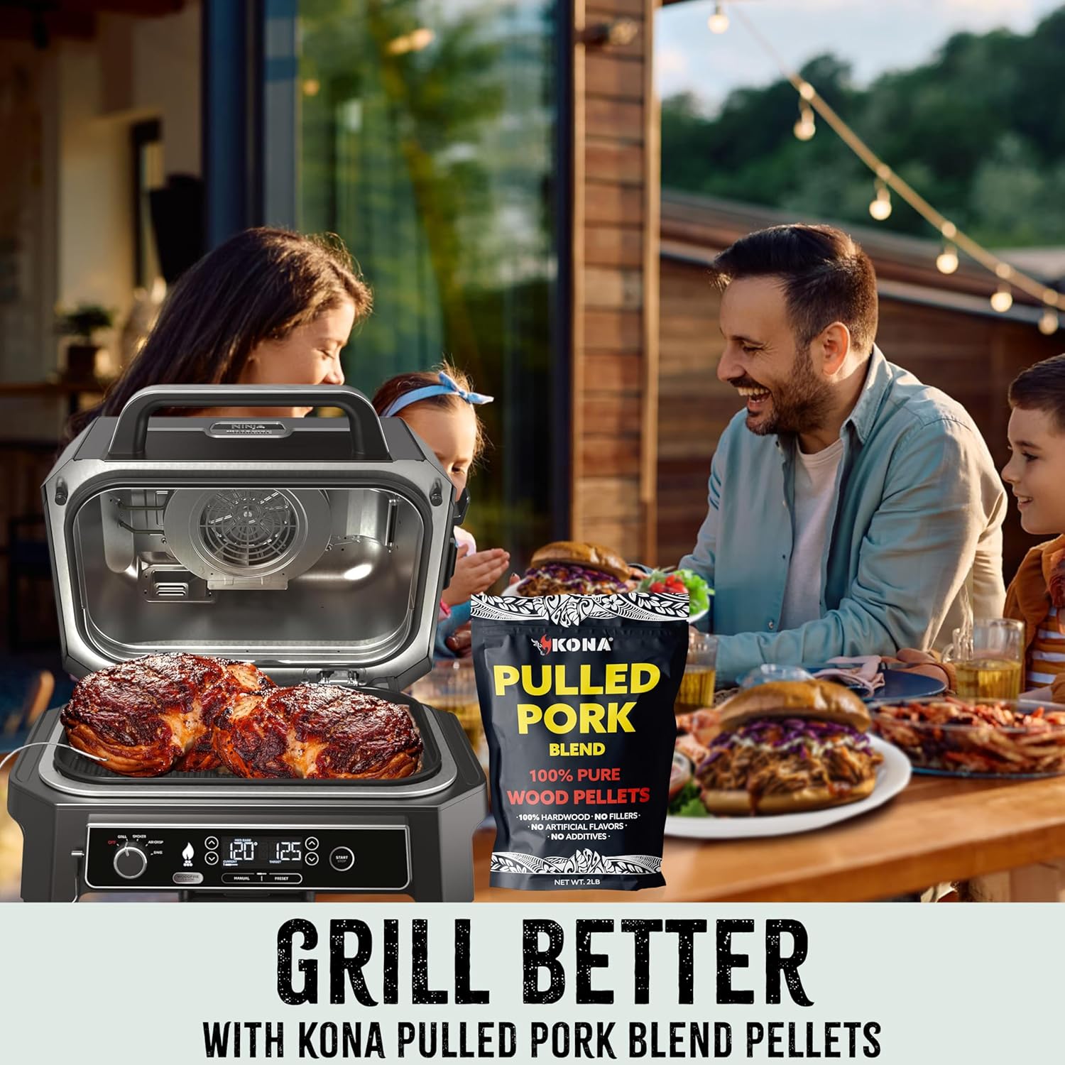 Kona Pulled Pork Blend Wood Smoker Pellets for Ninja Woodfire Grill