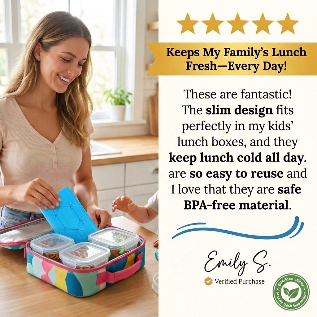 Slim Ice Packs for Lunch Boxes (Set of 4)