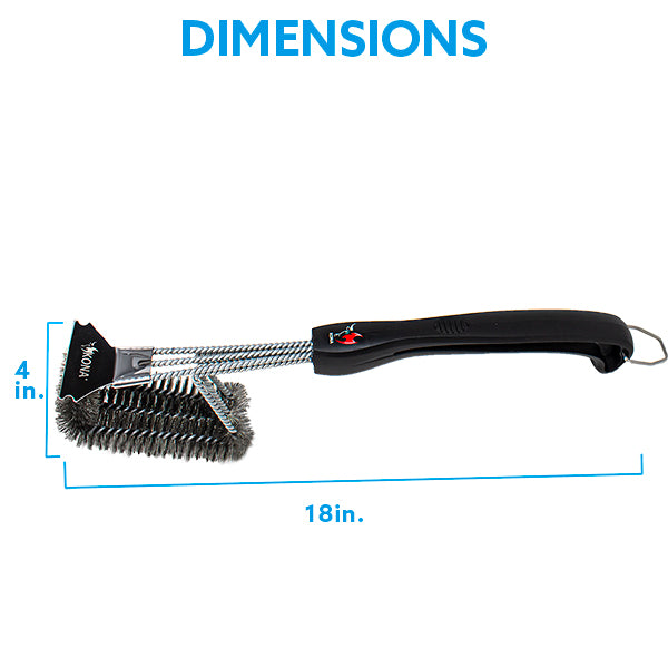 Kona Flat/Scrape Grill Brush and Scraper - Compatible with Weber and Other Brands Flat Grill Grates - BBQ Cleaner for Gas Grills, Stainless Steel Cast Iron Grates - New Flex Grip Handle