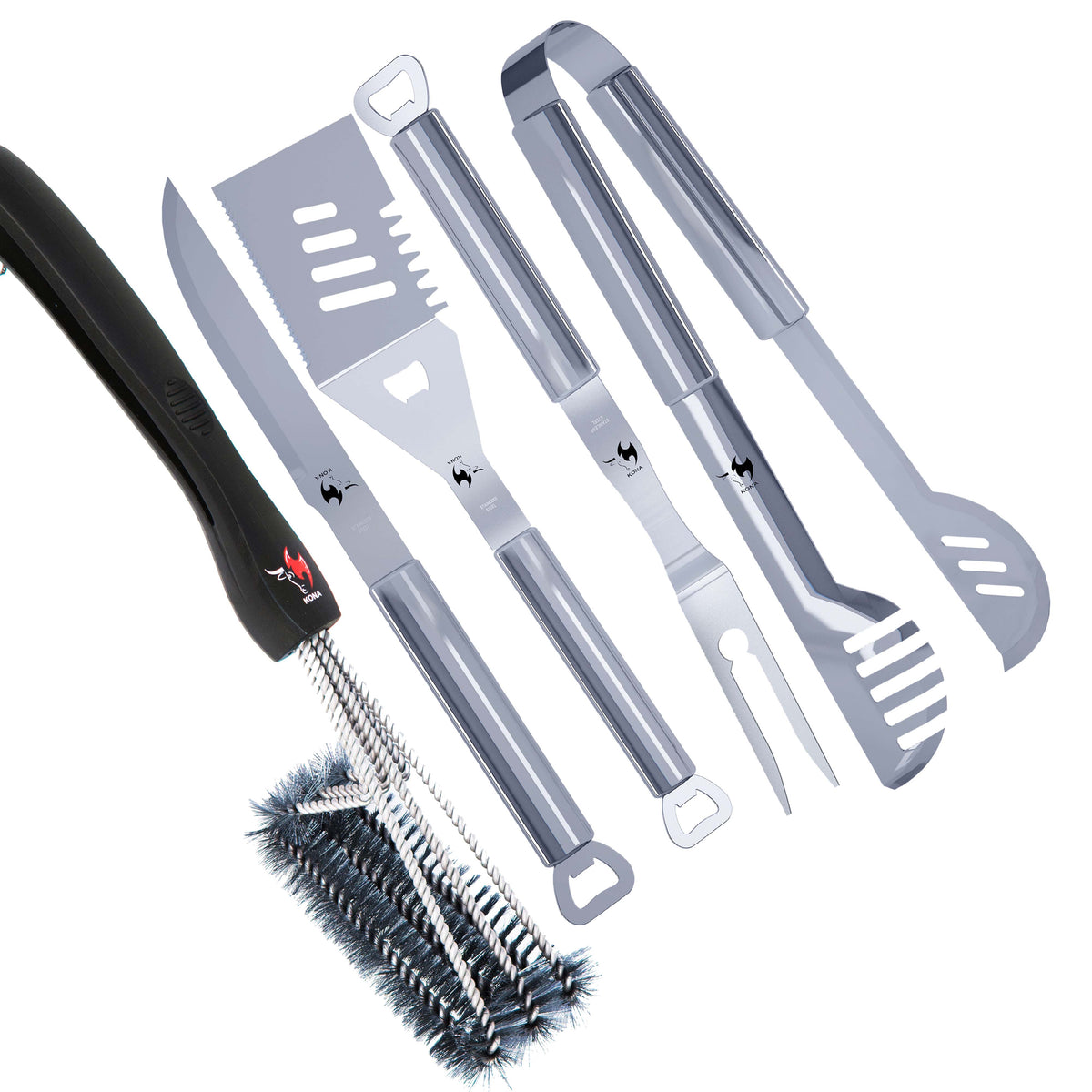 Kona 360 Clean Grill Brush 18 Best BBQ Grill Brush - Stainless Steel 3-in-1 Grill Cleaner Provides Effortless Cleaning Great