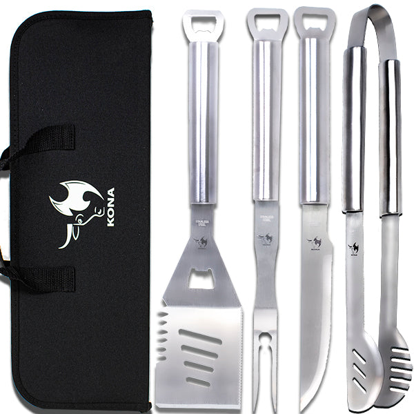overvældende Konsekvent Bonus Kona Grill Tools Set - Stainless-Steel Spatula, Tongs, Fork, Knife, Op