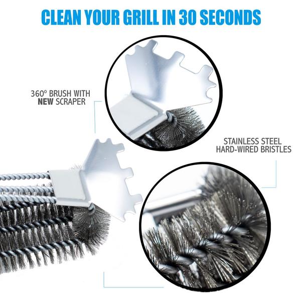360 Clean Bristle Grill Brush - Speed Scraper
