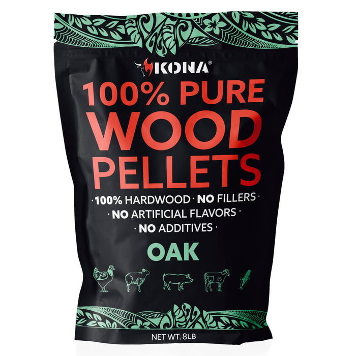 Kona 100% Oak Wood Pellets - Grilling, BBQ & Smoking - Concentrated Pure Hardwood - Mellow Smoke