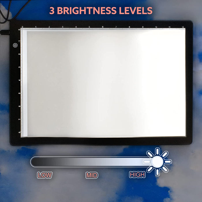 Picture/Perfect Professional Light Box for Tracing - Ultra Thin Portable LED Light Pad, 3 Level Brightness Advanced Filter to Prevent Eye Fatigue, Includes Tracing Paper, A4 9x13 Inch