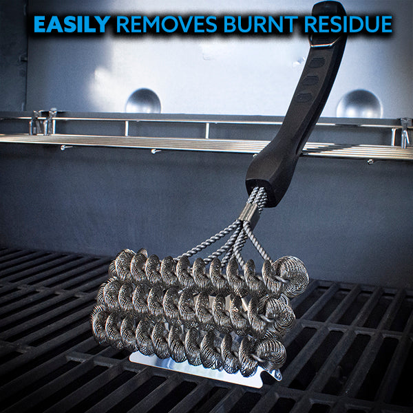 Kona Safe/Clean Grill Brush with Flat/Scrape Scraper - Compatible with Weber and Other Brands Flat Grill Grates - BBQ Cleaner for Gas Grills, Stainless Steel Cast Iron Grates - New Flex Grip Handle