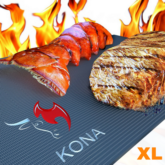 KONA XXL BBQ Grill Mats & Griddle Sheets - Set of 2 Very Large 36 inch X 25 inch Non Stick Cooking Liners, Cut to Desired Size