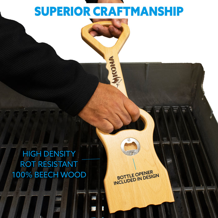 Picnic Time Hardwood BBQ Grill Scraper with Bottle Opener - Superman